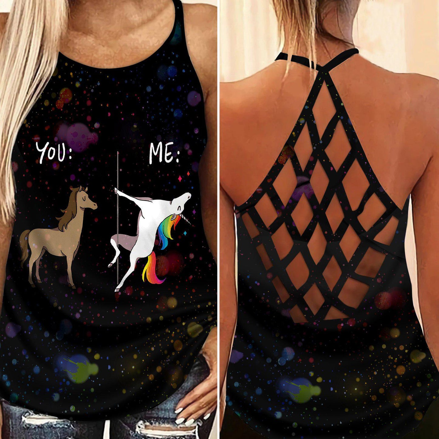 Unicorn Loves Color Loves Peaceful Hollow Tank Top For Active Lifestyles And Weekend Style