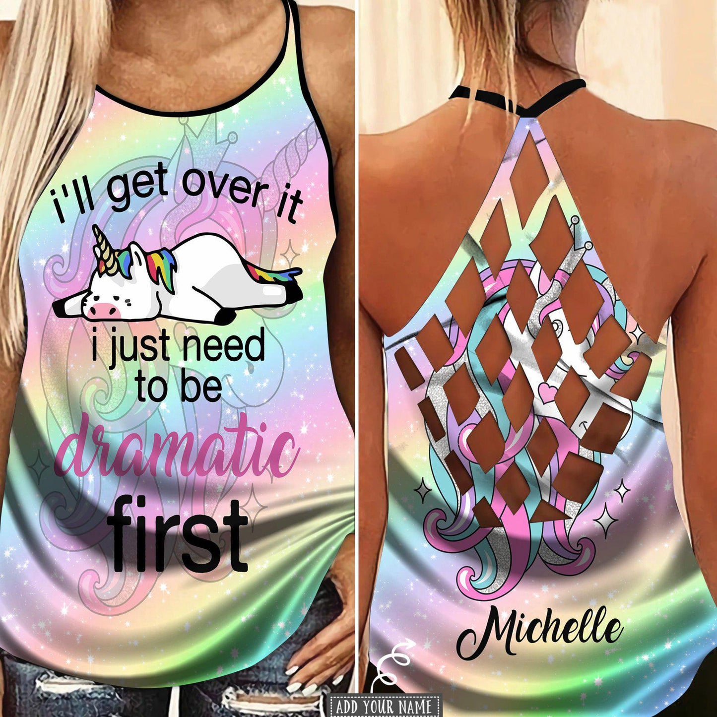 Unicorn Loves Color Loves Peaceful Hollow Tank Top For Yoga Workouts And Casual Wear