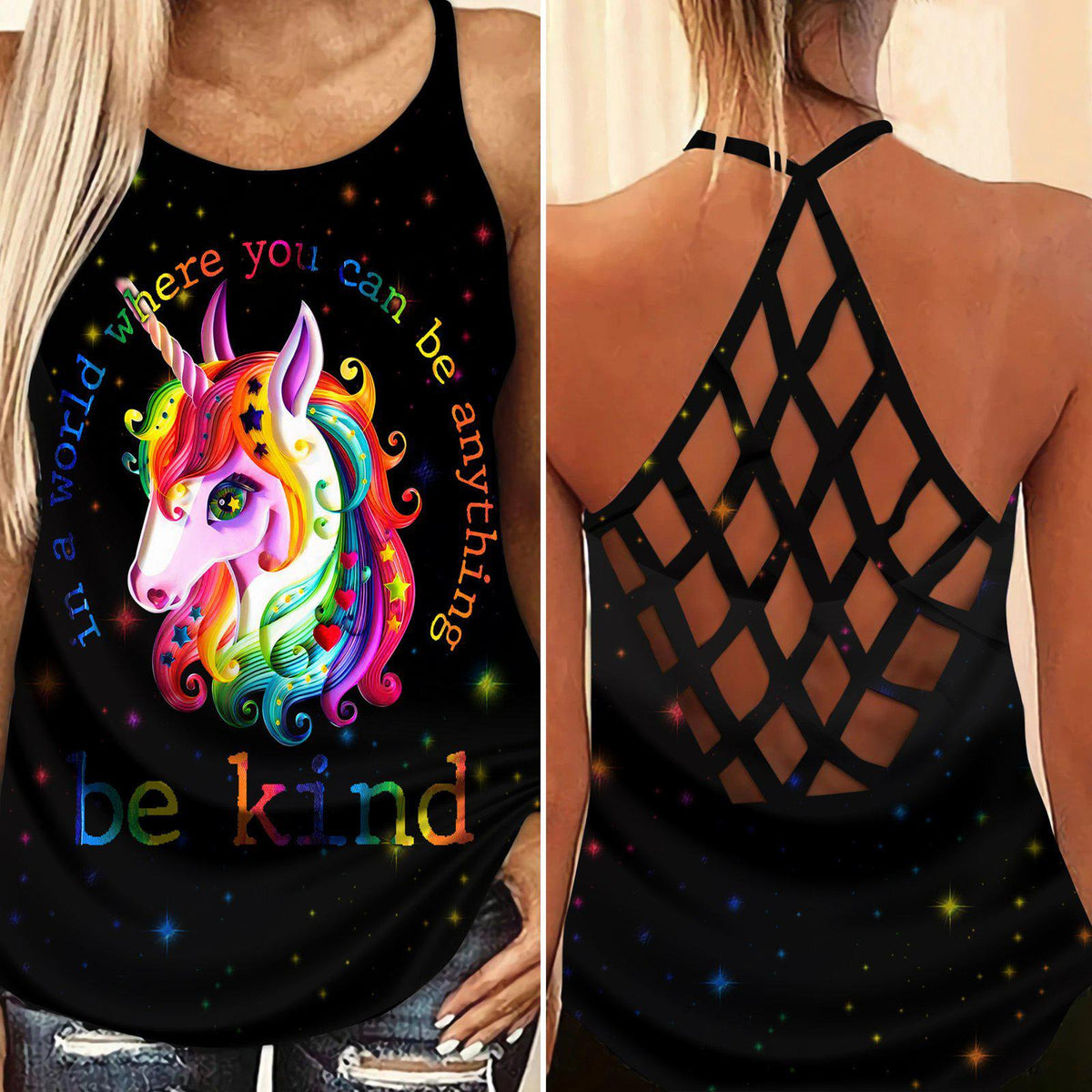 Unicorn Loves Color Loves Pride Hollow Tank Top For Community Events And Positive Support