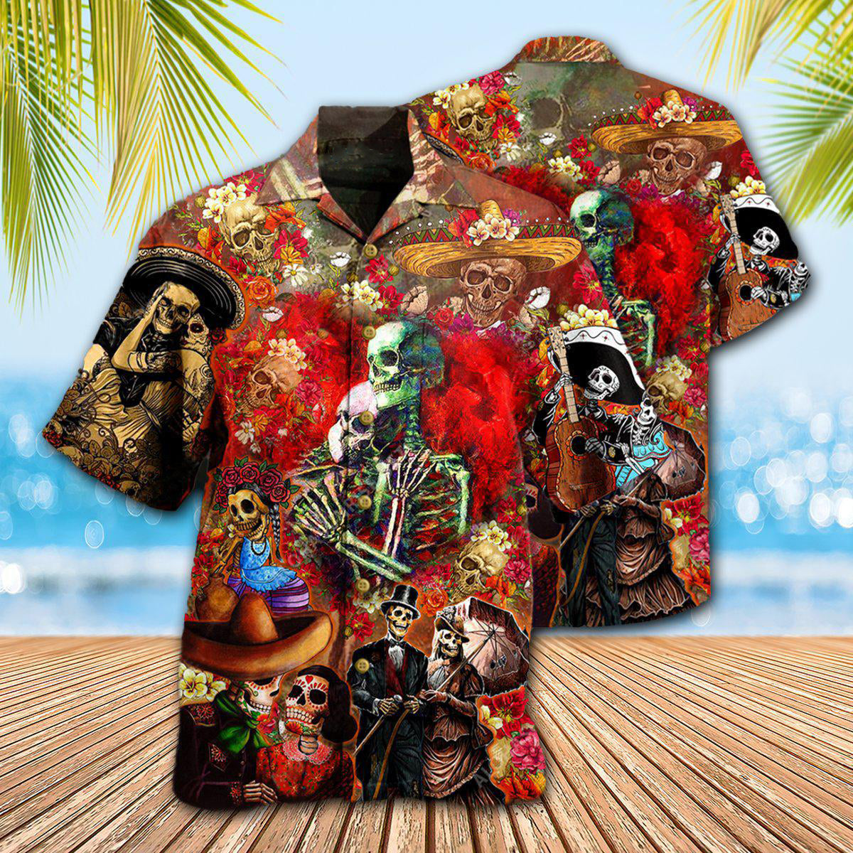 Skull Hawaiian Shirt With All Over Print For Vacation Getaways Resort Wear And Casual Celebrations
