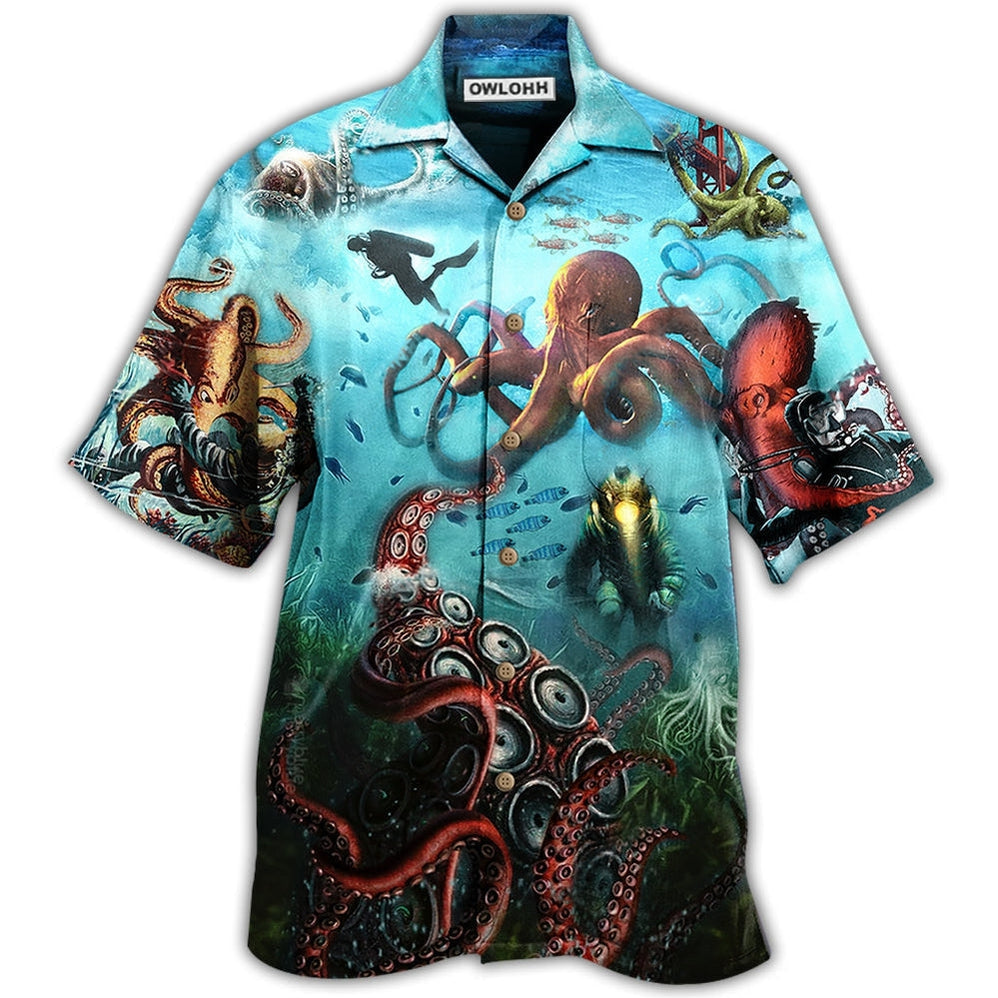 Octopus Giant Diver Hawaiian Shirt For Summer Events And Casual Outdoor Wear