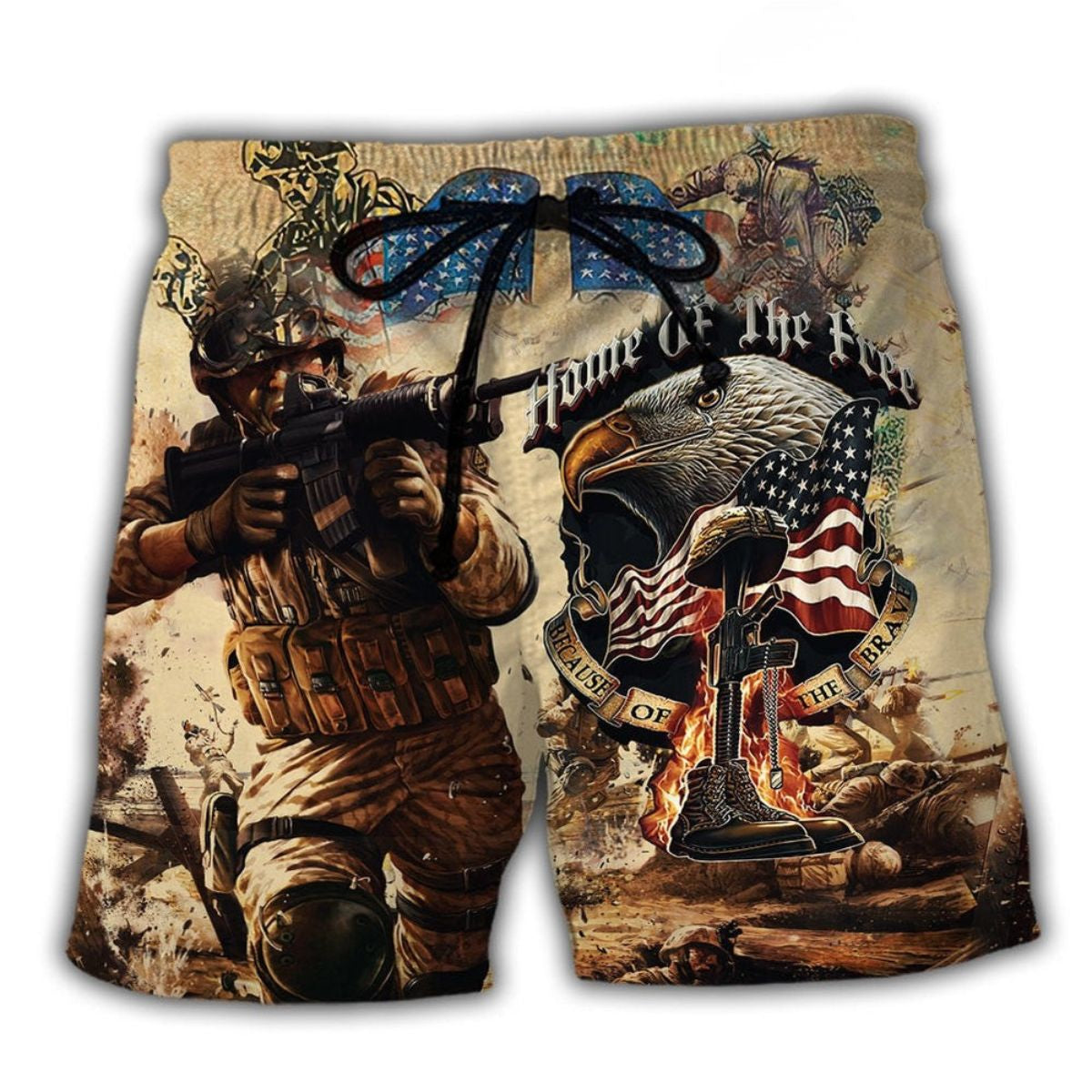 Veteran Army Freedom Pride Beach Shorts Print Detail For Thoughtful Gift Giving