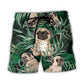 Pitbull Yoga Tropical Pose Beach Shorts Artwork Detail For Casual Warm Weather Outfits