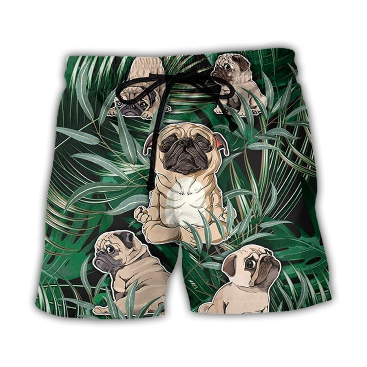 Pitbull Yoga Tropical Pose Beach Shorts Artwork Detail For Casual Warm Weather Outfits