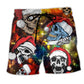 Skull Christmas Happy Beach Shorts Design Detail For Coastal Escapes And Daily Wear