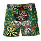 Darts Tight Shot Humor Beach Shorts Pattern View For Weekend Trips And Outdoor Activities