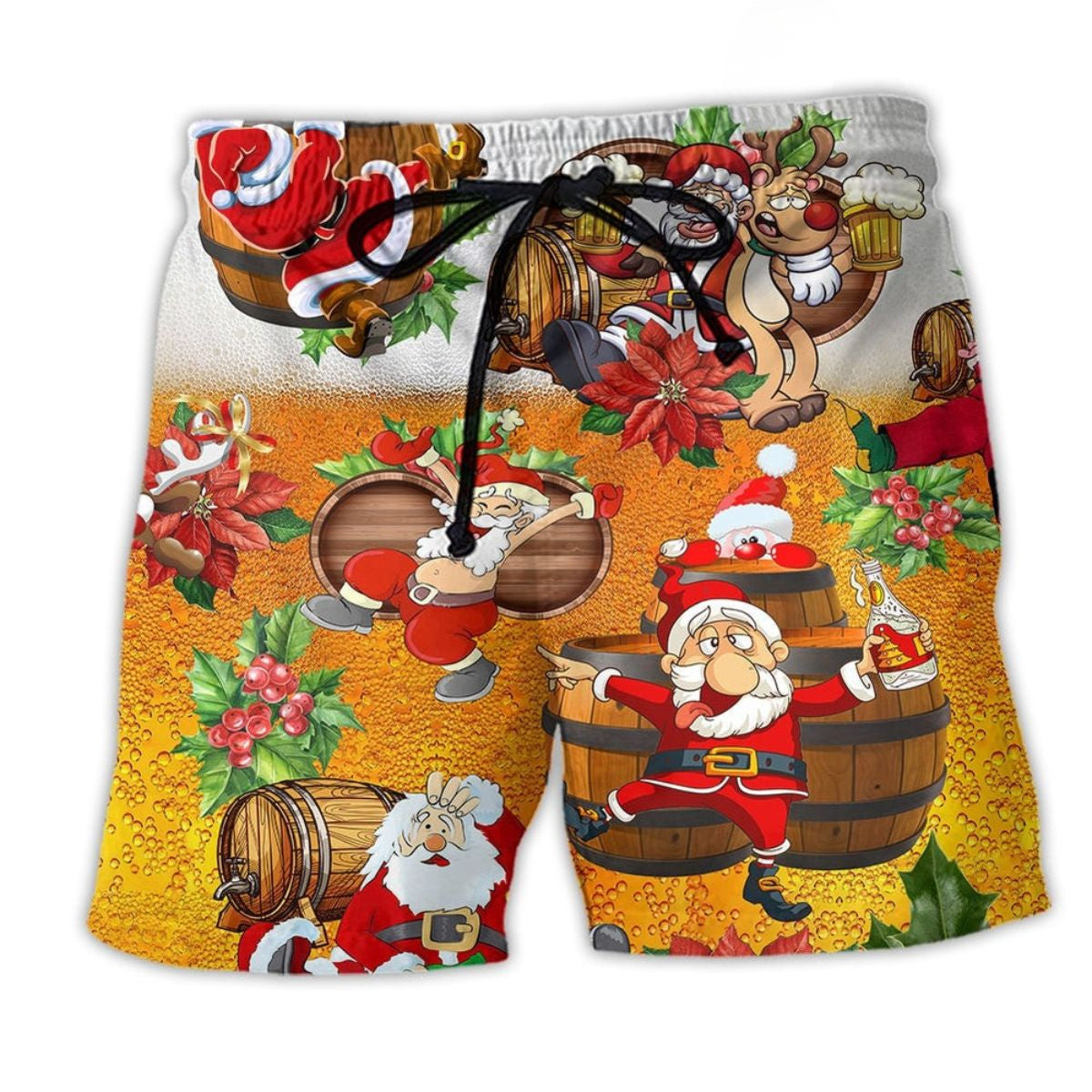 Christmas Dear Santa Bring Beer Beach Shorts Design Detail For Seasonal Resort Style