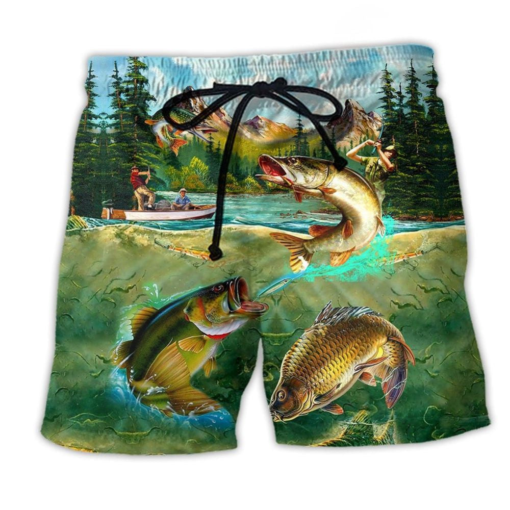 Fishing Catch Beach Shorts Pattern View For Relaxed Vacation Styling