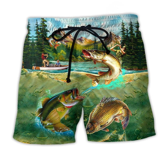 Fishing Catch Beach Shorts Pattern View For Relaxed Vacation Styling