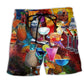 Cocktail Fruit Beach Shorts Artwork Detail For Casual Warm Weather Outfits