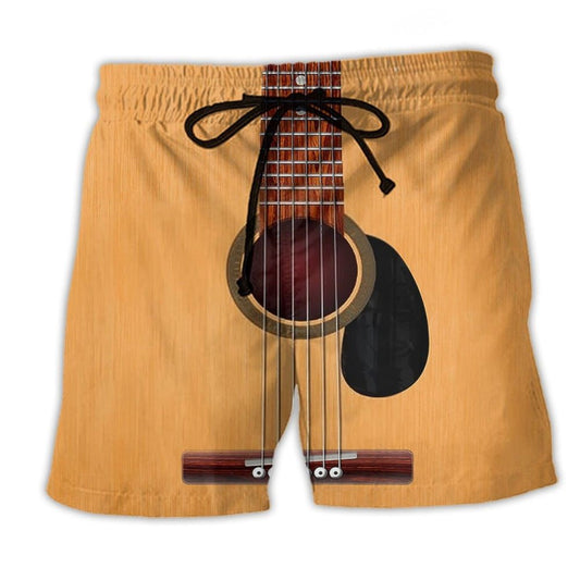 Music Guitar Beach Shorts Print Detail For Casual Warm Weather Outfits