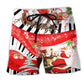 Christmas Santa Humor Music Beach Shorts Print Detail For Festive Outdoor Gatherings