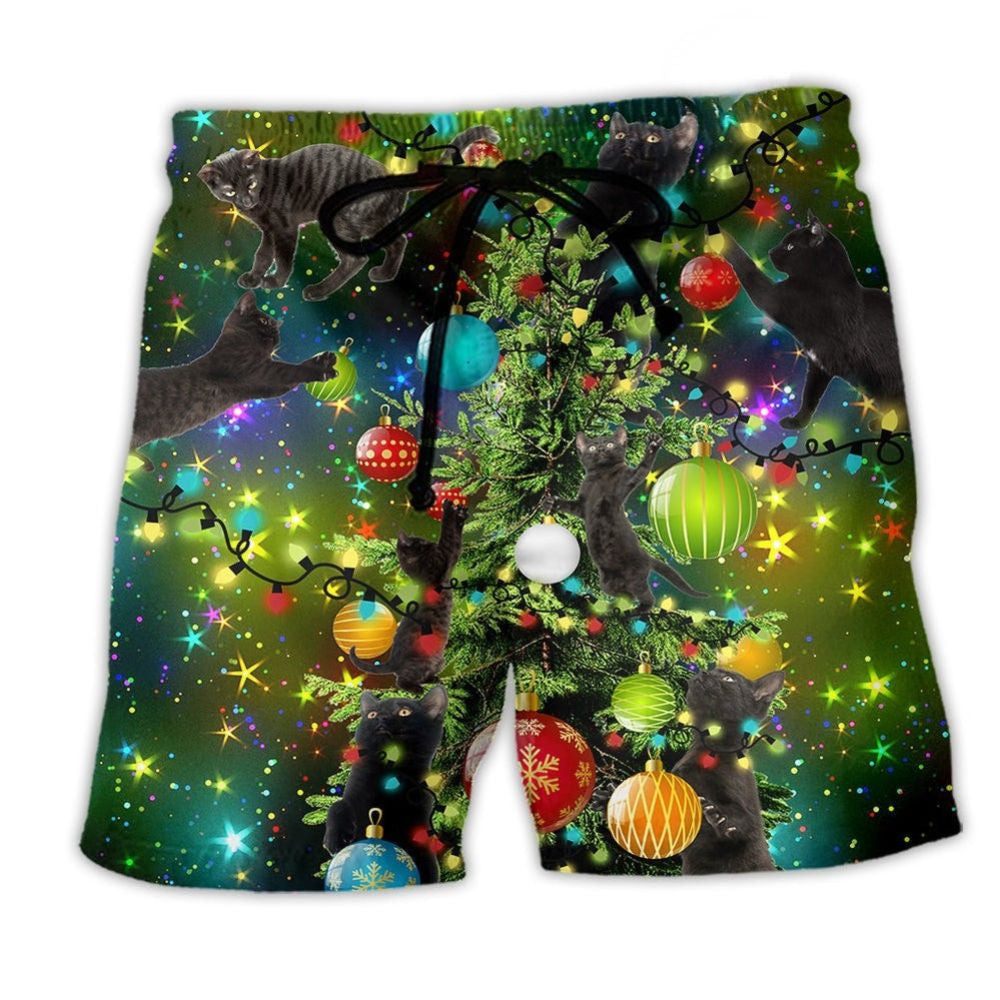 Cat Christmas Let's Get Lit Beach Shorts For Poolside Relaxation And Summer Adventures