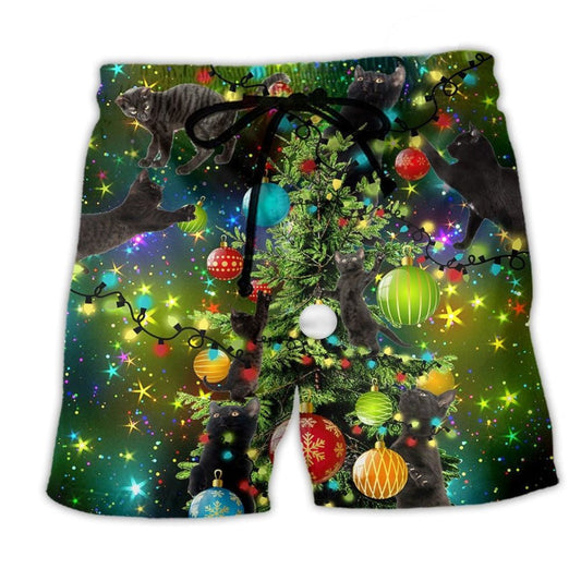 Cat Christmas Let's Get Lit Beach Shorts For Poolside Relaxation And Summer Adventures