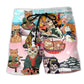 Cat Samurai With Ramen Beach Shorts Print Detail For Thoughtful Gift Giving