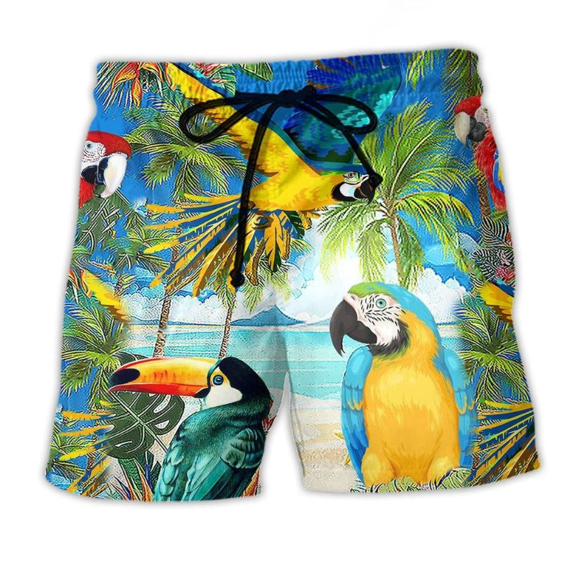 Parrot Playful By Beach Shorts Design Detail For Coastal Escapes And Daily Wear