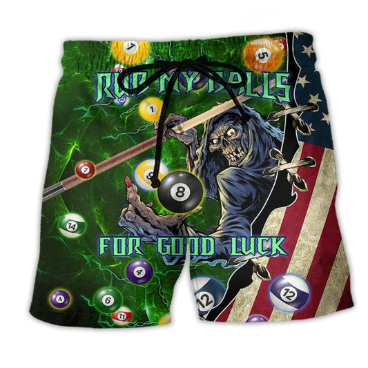 Billiard Good Luck Beach Shorts Pattern View For Relaxed Vacation Styling