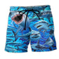 Shark Ocean Beach Shorts Pattern View For Relaxed Vacation Styling