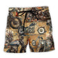Motorcycle Ride And Live Beach Shorts Artwork Detail For Casual Warm Weather Outfits