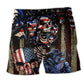 America Skull Pride Beach Shorts Design Detail For Spooky Season Travel