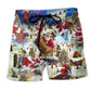 Christmas Santa On Rooftop Night Beach Shorts Print Detail For Thoughtful Gift Giving