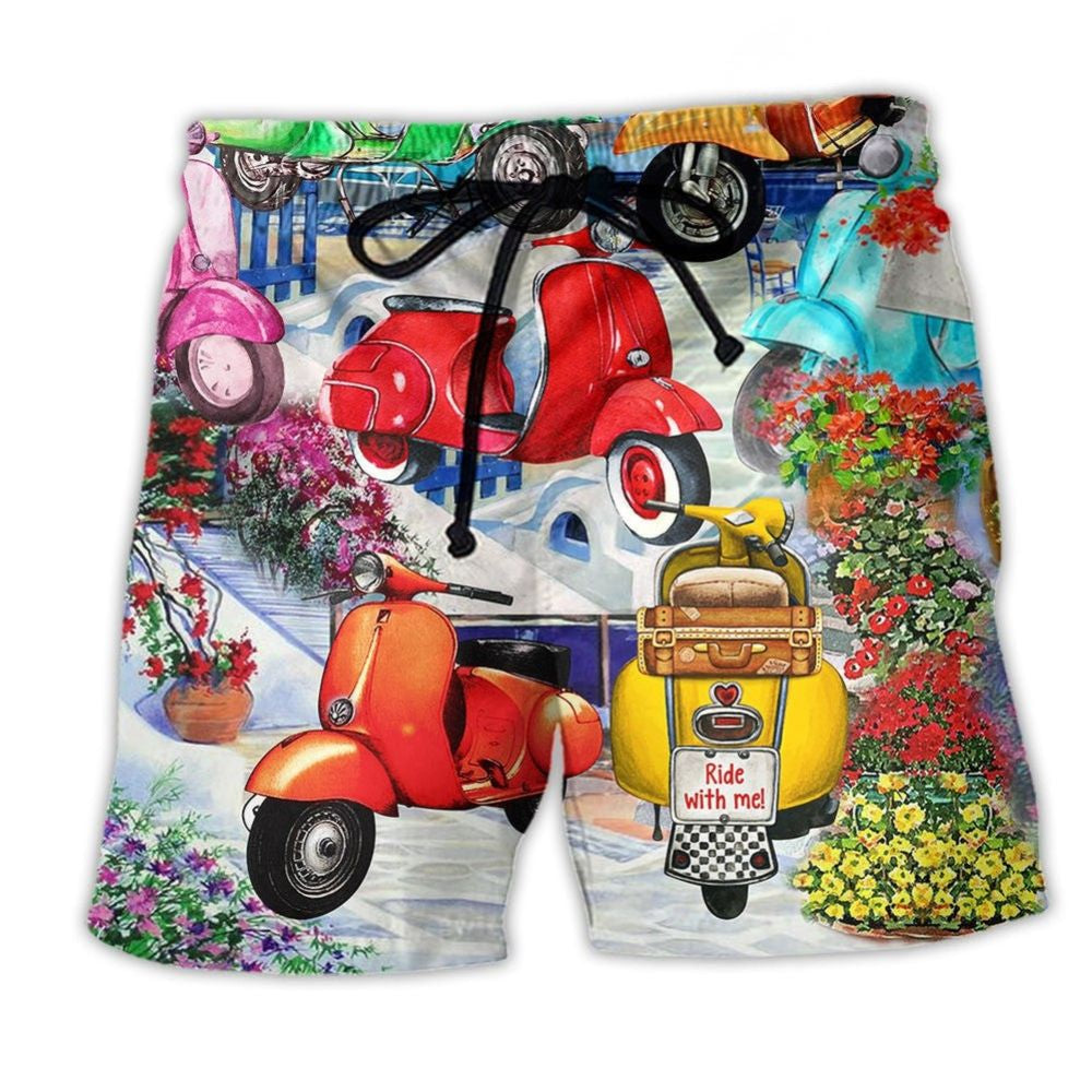 Scooter Chill Greece Vibes Beach Shorts For Poolside Relaxation And Summer Adventures