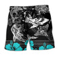 Shark Tropical Pattern Beach Shorts Artwork Detail For Poolside And Ocean Adventures