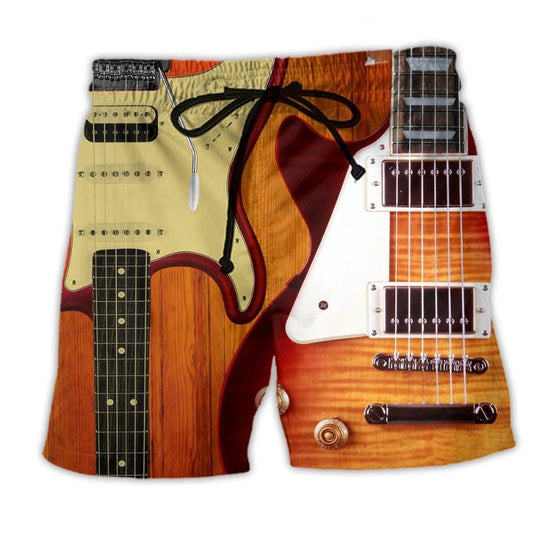 Guitar Is My Soul Vintage Beach Shorts Artwork Detail For Music Lovers And Gift Giving