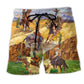 Cowboy Desert Journey Beach Shorts Pattern View For Weekend Trips And Outdoor Activities