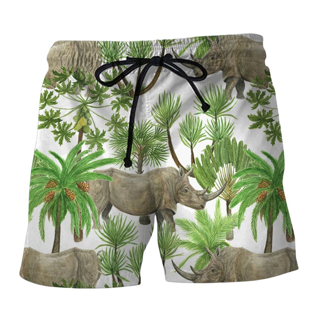 Rhino Strong Tropical Leaf Summer Beach Shorts For Poolside Relaxation And Summer Adventures