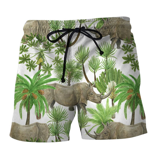 Rhino Strong Tropical Leaf Summer Beach Shorts For Poolside Relaxation And Summer Adventures