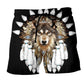 Nature Spirit Wolf Black Tribal Beach Shorts Design Detail For Coastal Escapes And Daily Wear