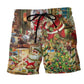 Christmas Santa's Toy Workshop Beach Shorts Design Detail For Seasonal Resort Style