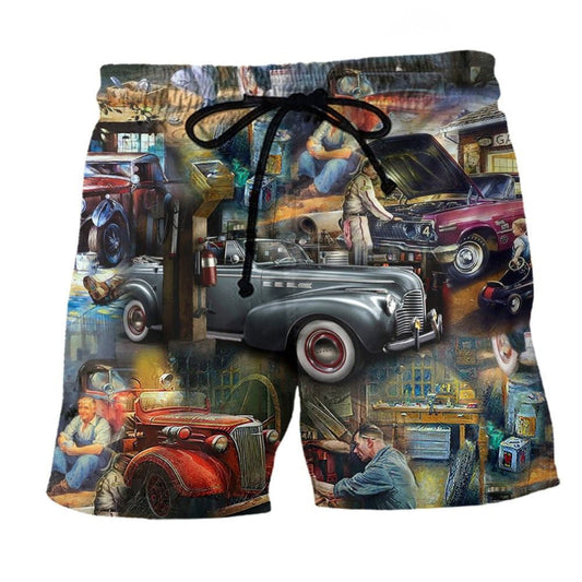 Car Fix Vintage Beach Shorts For Poolside Relaxation And Summer Adventures