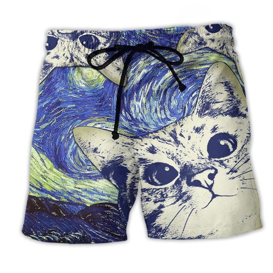Cat Blue Beach Shorts For Poolside Relaxation And Summer Adventures