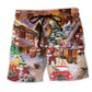 Christmas Santa Delivering Joy Beach Shorts For Poolside Relaxation And Summer Adventures