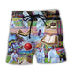 Cricket And Book Lover Beach Shorts Print Detail For Thoughtful Gift Giving