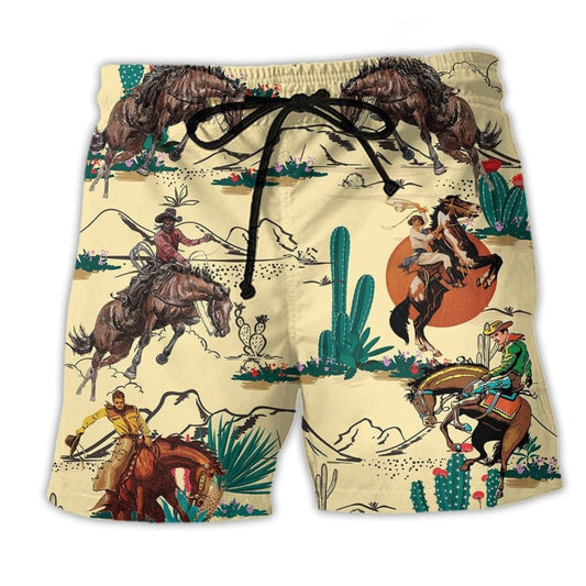 Cowboy Desert Adventure Beach Shorts Print Detail For Thoughtful Gift Giving