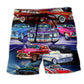 Car Mixed Colors Beach Shorts Pattern View For Relaxed Vacation Styling