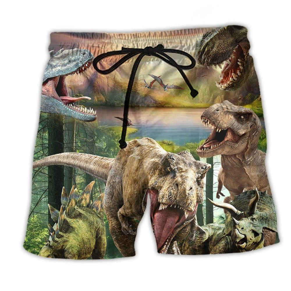 Dinosaur I Am Strong Roarsome Beach Shorts Design Detail For Coastal Escapes And Daily Wear