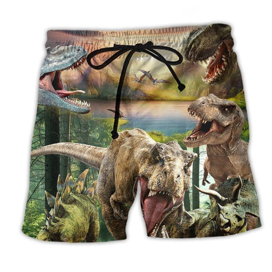 Dinosaur I Am Strong Roarsome Beach Shorts Design Detail For Coastal Escapes And Daily Wear