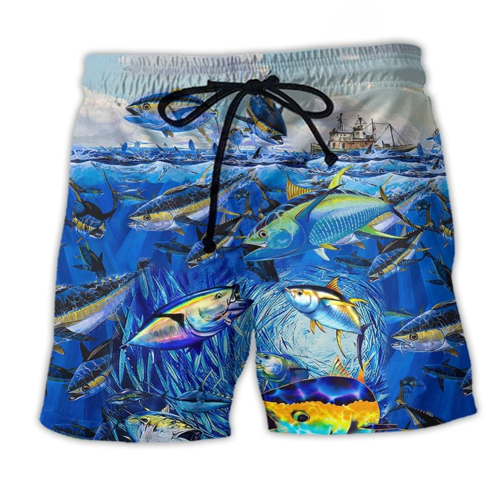 Fishing Ocean Forever Beach Shorts Design Detail For Resort And Beach Day Style