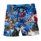 Christmas Skull Beach Shorts Pattern View For Relaxed Vacation Styling