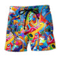 Music Full Colorful Bright Beach Shorts Design Detail For Coastal Escapes And Daily Wear
