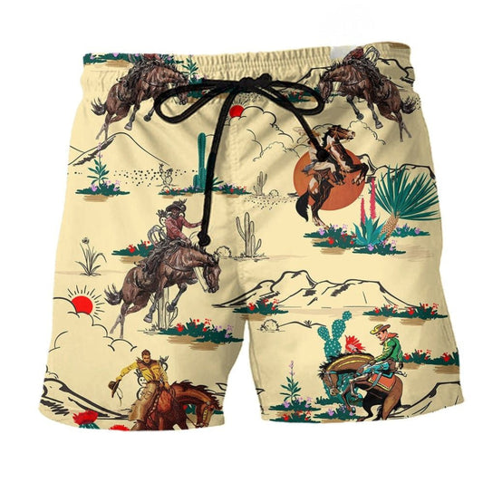 Cowboy Horses Desert Beach Shorts For Poolside Relaxation And Summer Adventures