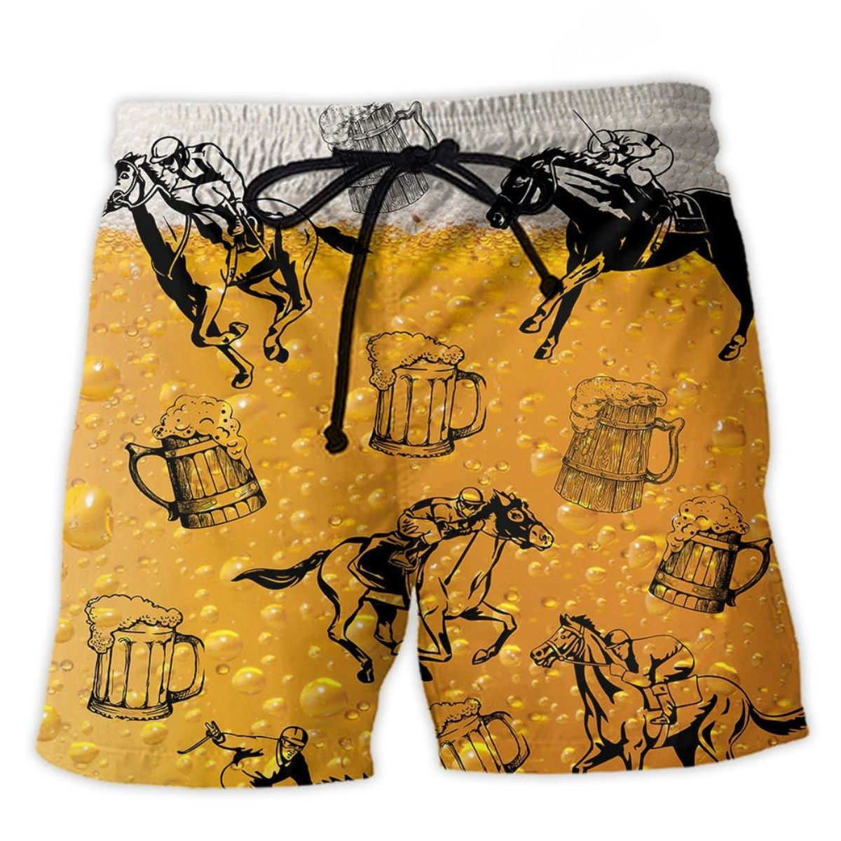 Horse Racing And Beer Lover Beach Shorts For Summer Vacation And Coastal Travel