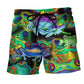 Frog And Mushroom Nature Beach Shorts Pattern View For Wildlife Fans And Beach Days