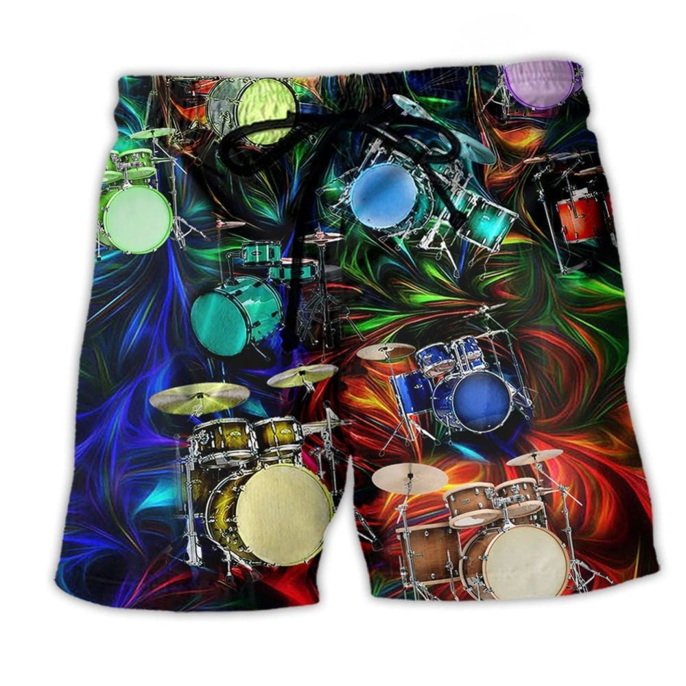 Music Drum Lover Beach Shorts Pattern View For Relaxed Vacation Styling