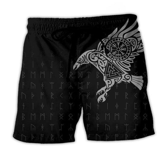Viking Warrior Heritage Beach Shorts Pattern View For Relaxed Vacation Styling