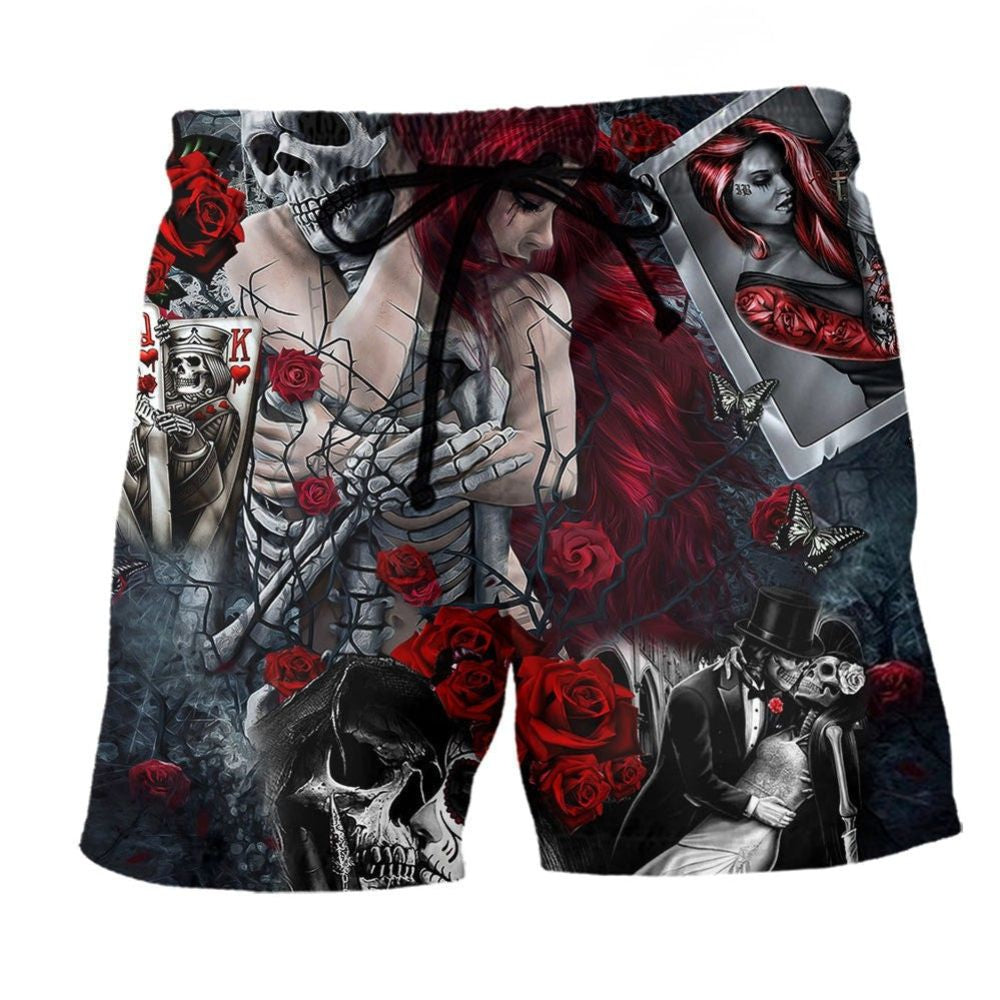 Skull And Beach Shorts For Halloween Vacation And Festival Style